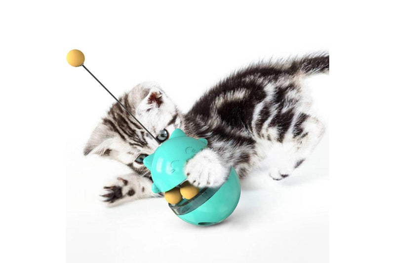 Pet Cat Treat Dispenser Ball Tumbler Interactive Puzzle Ball Pet Slow Feeder Toy Blue