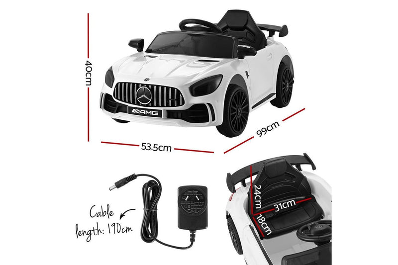 Kids Electric Ride On Car Mercedes-Benz AMG GTR Licensed Toy Cars Remote White