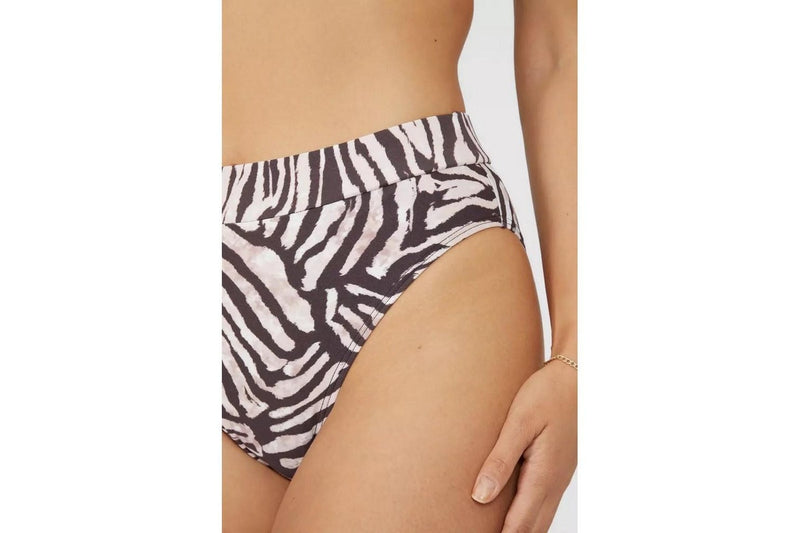 Gorgeous Womens/Ladies Zebra Print Mid Rise Bikini Bottoms (White/Brown) (20 UK)