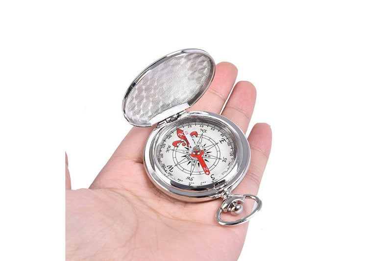 Flip Cover Metal Pocket Watch Compass Camping Hiking Boating Nautical Marine Survival Compasses