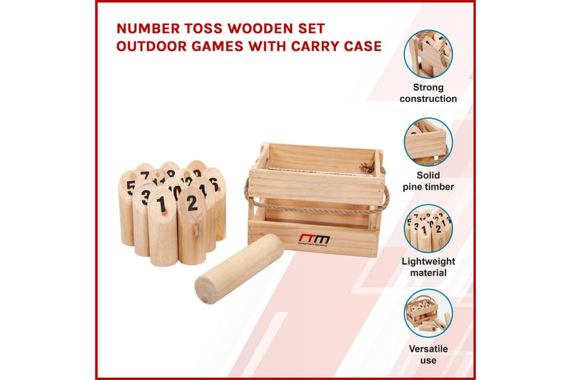 Number Toss Wooden Set Outdoor Games with Carry Case