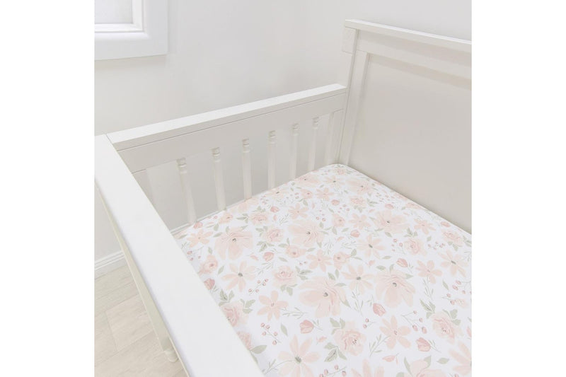 Lolli Living Cotton Baby Newborn Cot Elastic Fitted Sheet Meadow 75x135x19cm