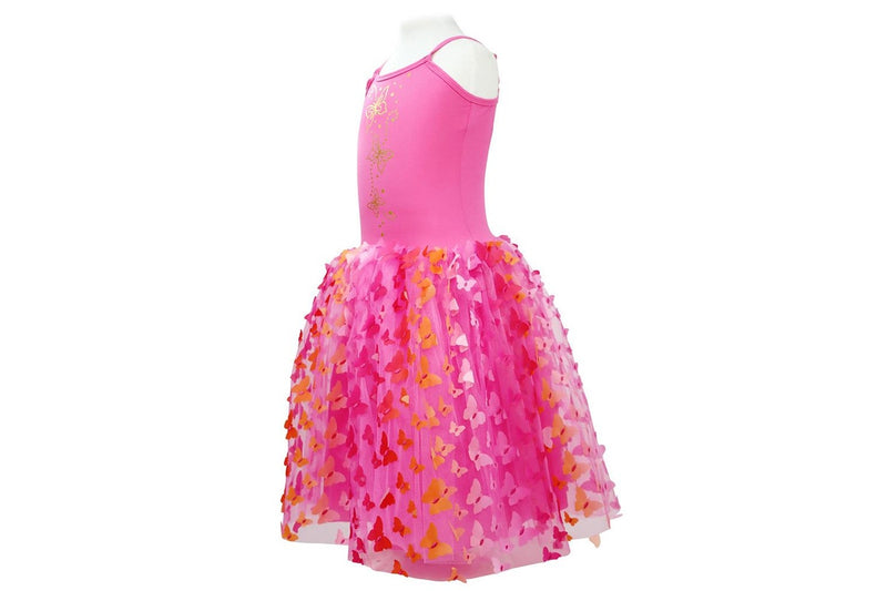 Pink Poppy Butterfly Hot Pink & Gold Multi-Layered Kids Toddler Dress Size 3-4y