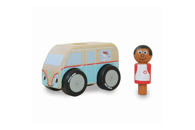 Indigo Jamm 10.5cm Mini Colin Campervan Kids Children Wooden Vehicle Toy 18m+