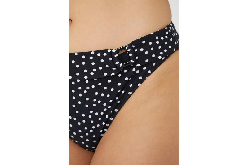 Gorgeous Womens/Ladies Spotted Ring Detail Bikini Bottoms (Monochrome) (8 UK)