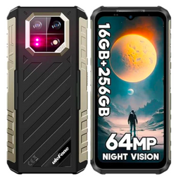 Ulefone Armor 22 (16+256GB) Rugged Smartphone, 64MP Night Vision Camera + 64MP Wide-Angle Camera, Android 13 Unlocked Cell Phones, 6.58 FHD+, 120Hz, 6600mAh, IR Blaster, NFC 4G Mobile Phone- Black