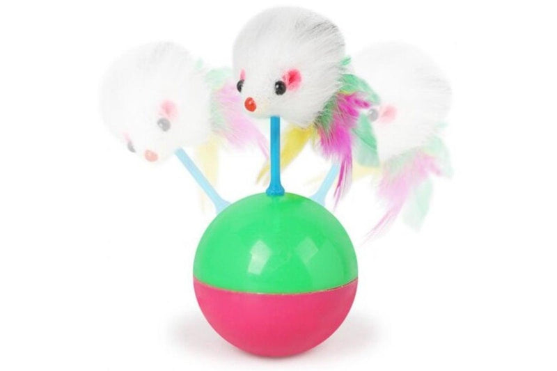 Mouse Tumbler Cat Dog Toy Ball Pet Real Rabbit Hair Multi Cat Toys