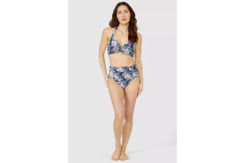 Debenhams Womens/Ladies Floral Non-Wired Bikini Top (Navy) (14 UK)