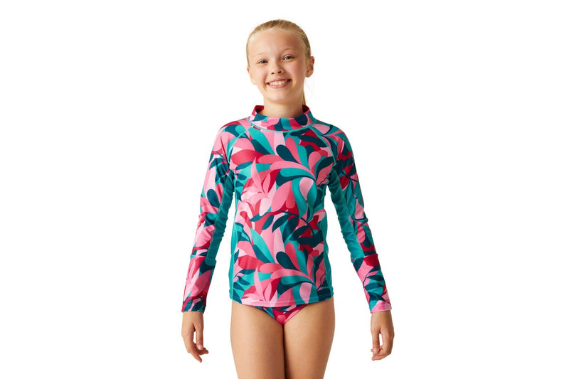 Regatta Childrens/Kids Hoku II Tropical Leaves Swim Top (Tahoe Blue) (15 Years)