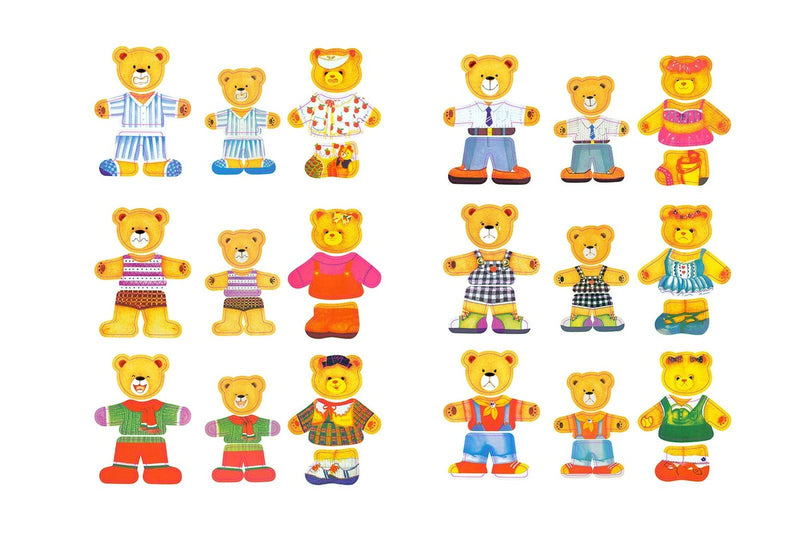 Kaper Kidz Dressing Bear Family Wooden Blocks Children's Pretend Play Toy 18m+