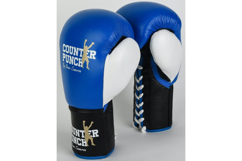 Counterpunch Premium Leather Pro Lace-Up Gloves - Blue - 10oz