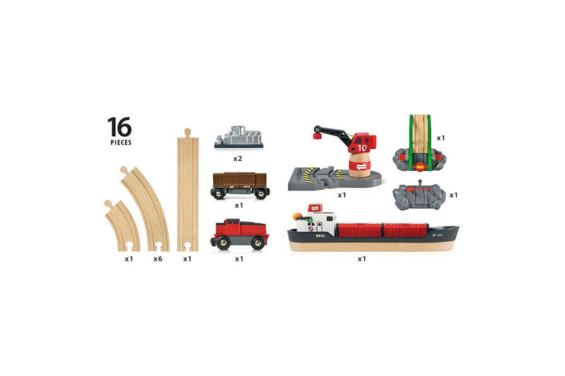 16pc Brio Cargo Harbour Set Kids Childrens Interactive Pretend Play Toy 3y+