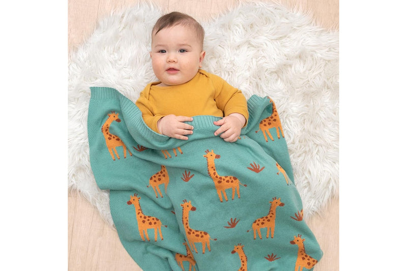 Living Textiles 85cm Whimsical Baby Blanket Infant Pram Comforter Giraffe Sage