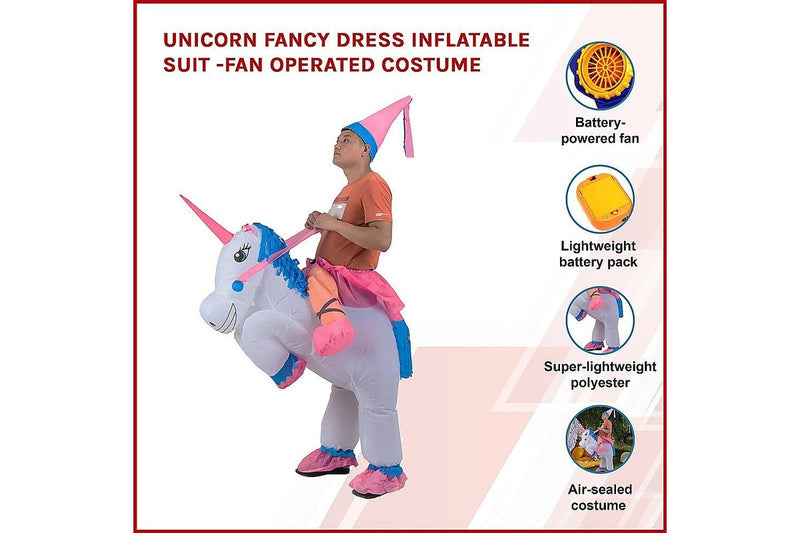 Unicorn Fancy Dress Inflatable Suit Fan Operated Costume Dress Up, Costumes