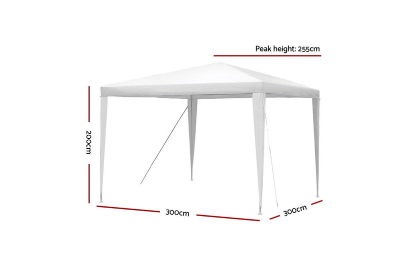 Instahut Gazebo 3x3m Wedding Party Marquee Tent Outdoor Event Camping Canopy Shade White