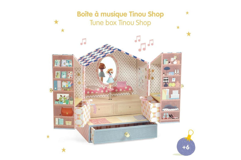 Djeco Tinou Shop 20cm Music Box Kids Children Wooden Musical Fun Play Toy 4y+