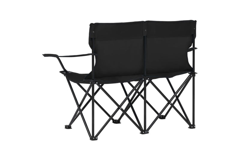 2-Seater Foldable Camping Chair Steel and Fabric Black vidaXL