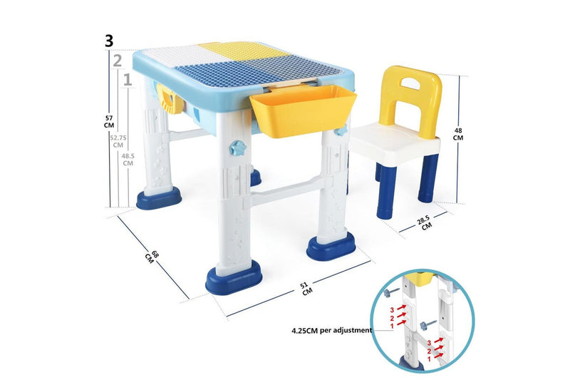 Zoink: Kids Adjustable Height Learning Table & Chair Set - 56 Pieces Building Block