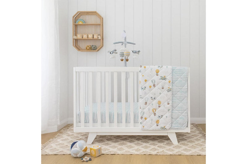 Living Textiles Reversible Cotton Jersey Cot Comforter Up Up & Away Stripes