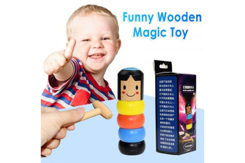 Indestructible Wooden Man Toy Street Stage Props Small People Interesting Toys Magic