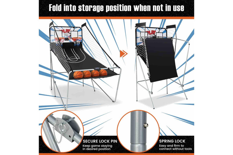 Costway Arcade Basketball Game Double Shoting Machine 4 Players Electronic Scoring w/8 Playing Modes&4 Balls