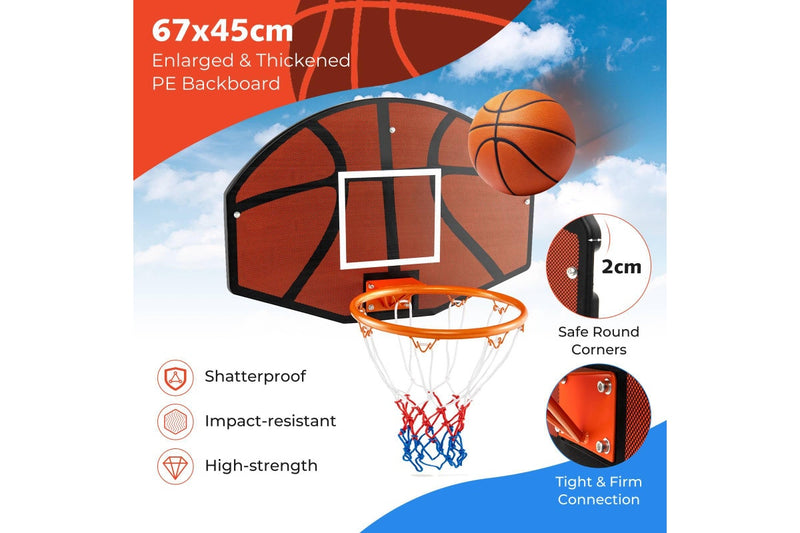 Costway Wall Mounted Basketball Kit Mini Portable Basketball Hoop Set Indoor Outdoor Basketball Goal