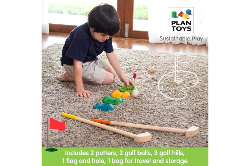 Plan Toys Mini Golf Full Set Kids Childrens Interactive Play Fun Toy Playset 3+