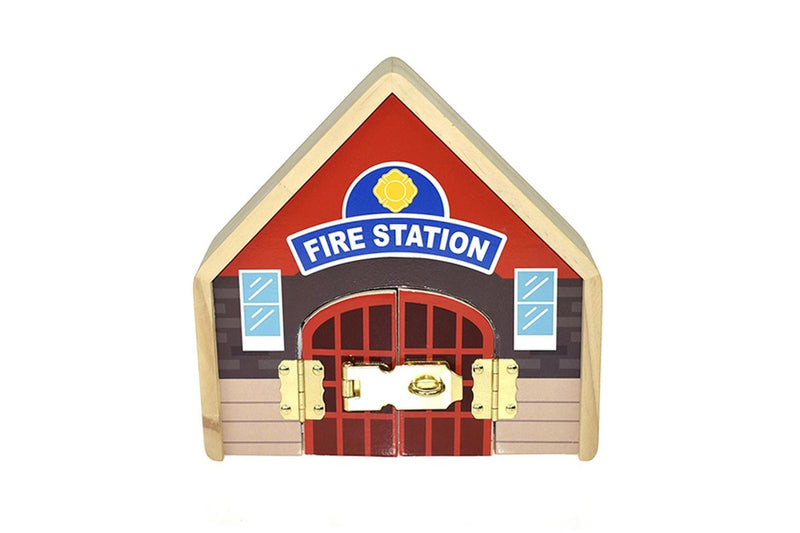 Kaper Kidz Metal Latch Playset 19cm Wooden Non-Toxic Firestation Toy Kids 3y+