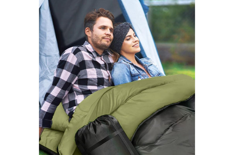 HYPERANGER Double Sleeping Bag with Pillow - Green