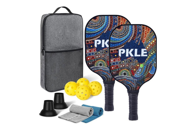 Fiberglass Pickleball Game Set 2 Pcs Pickleball Paddles with 4 Balls Style 3