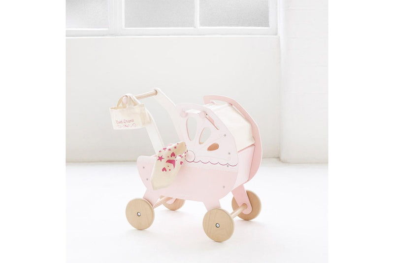 Le Toy Van Honeybake 46cm Sweet Dreams Pram Wooden Toy Pretend Play Kids 3+ Pink