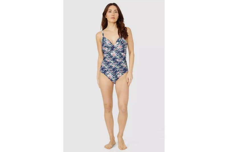 Debenhams Womens/Ladies Floral Twisted One Piece Swimsuit (Navy) (10 UK)