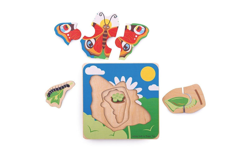 3x 4pc Bigjigs Toys Layer Butterfly Frog Chicken Puzzle Wooden Toy Combo 18m+