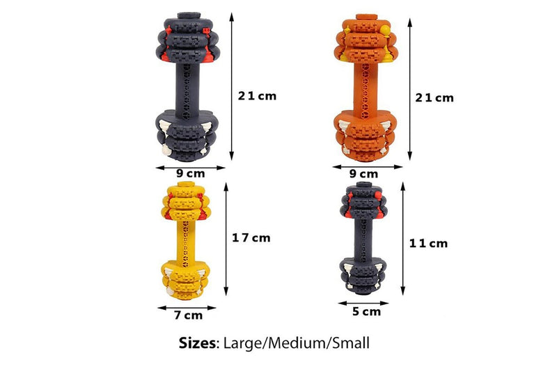 2x Petopia Ultra Tough 11cm Rubber Dumb Dumbbell Dog Toy Treat Reward Small Asst