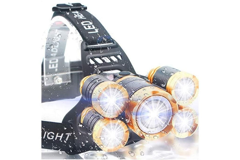 Outdoor Lighting Fishing Lamp 12000 Lumen Ultra Bright 5 T6 Led Headlight Usb Rechargeable Flashlight 4 Modes Waterproof Zoomable Work For Outdoors Ho