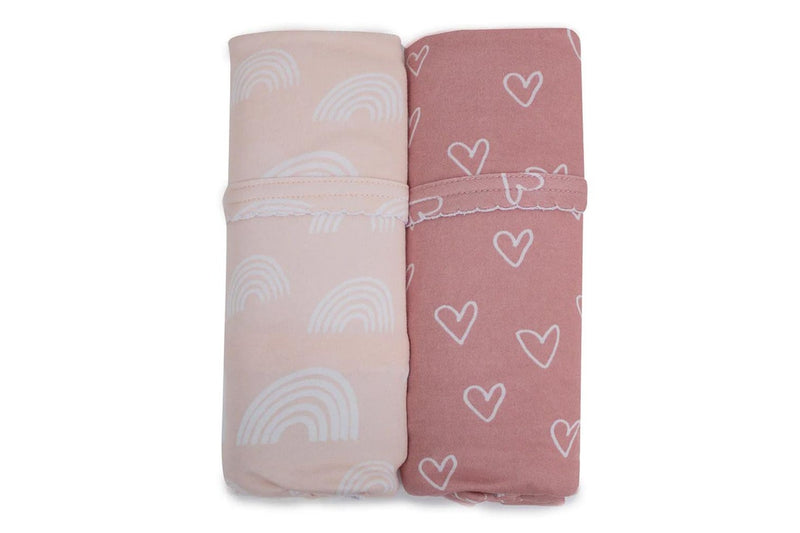 2PK Bubba Blue Nordic 80x80cm Jersey Swaddle Wrap Baby 0-12m Dusty Berry Rose