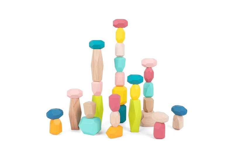 32pc Tooky Wooden Stacking Stone Large Building Blocks Kids Fun Learning Toys 3+