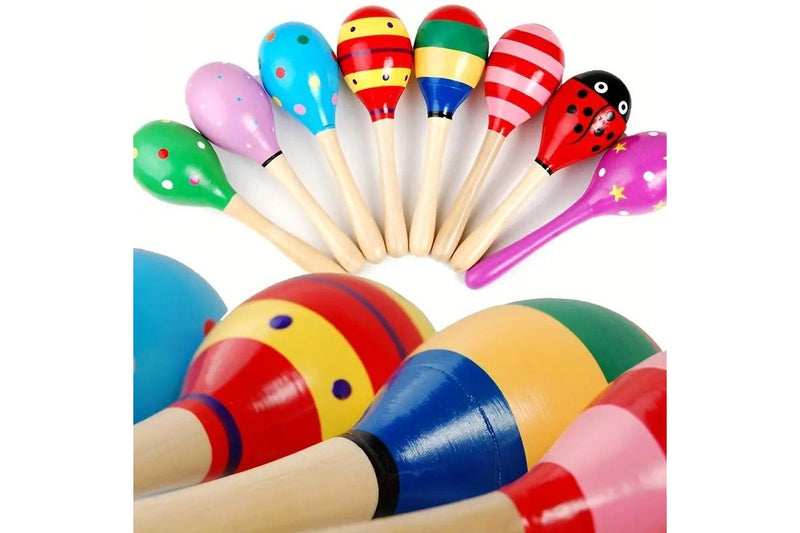 6x WOODEN MARACAS Musical Egg Percussion Toy Shakers Rattles Rumba Party BULK