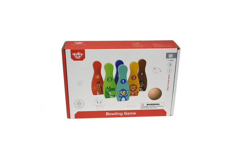 7pc Tooky Toy Kids Children Wooden Educational Bowling Game Jungle Animals 3y+