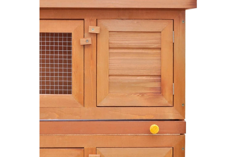 Outdoor Rabbit Hutch Small Animal House Pet Cage 4 Doors Wood vidaXL