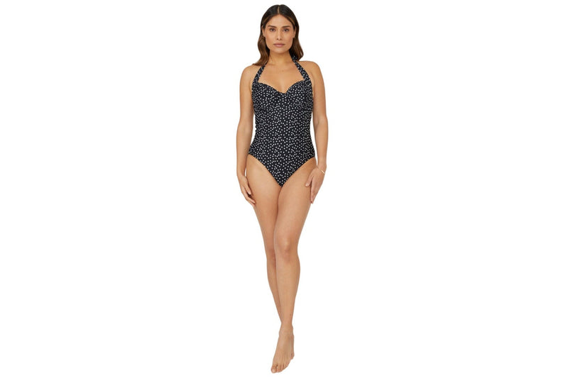 Gorgeous Womens/Ladies Spotted Underwired One Piece Swimsuit (Monochrome) (32FF)