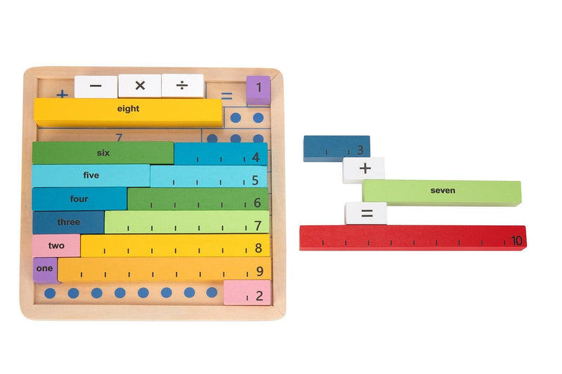 Tooky Toy Maths Learning Rods Counting Educational Game Board Kids Toddler 3+