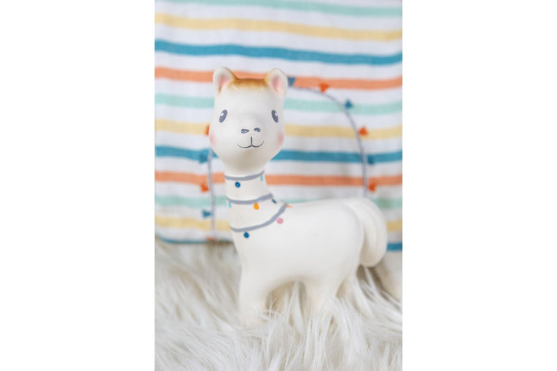 Tikiri: Natural Rubber Rattle Toy - Lilith the Llama (18cm)