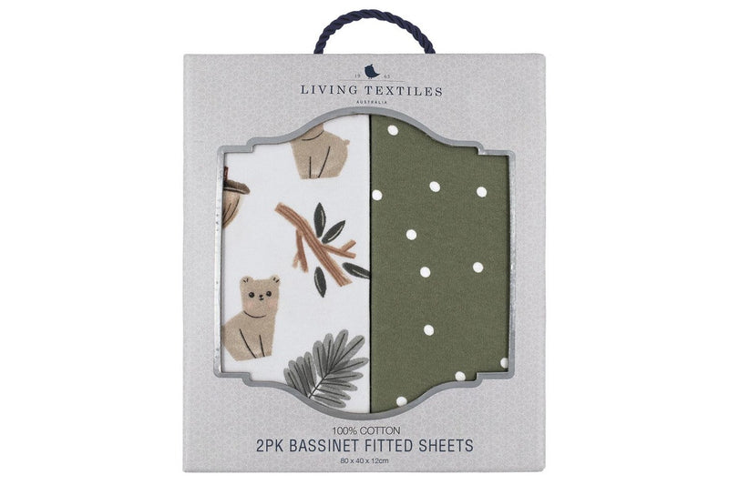 2pc Living Textiles Infant Baby Cotton Bassinet Fitted Sheets Forest Retreat