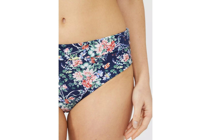 Debenhams Womens/Ladies Floral Fold Over Bikini Bottoms (Navy) (20 UK)