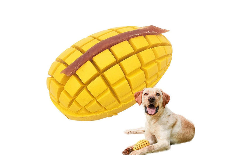 2x Petopia Ultra Tough 11cm Rubber Mango Magic Dog Toy Chew Treat Small Yellow