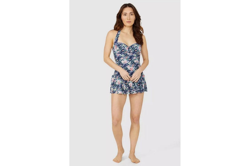 Debenhams Womens/Ladies Floral Skirted One Piece Swimsuit (Navy) (8 UK)