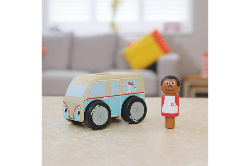 Indigo Jamm 10.5cm Mini Colin Campervan Kids Children Wooden Vehicle Toy 18m+