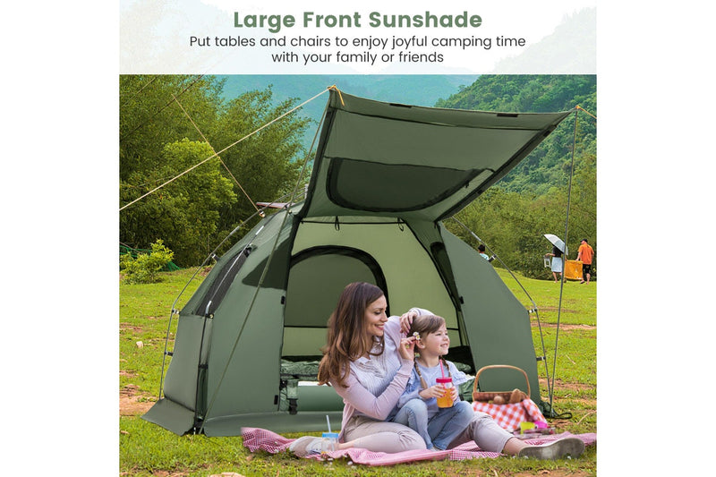 Costway 5-in-1 Camping Tent Stretcher Single Portable Pop-up Tent Cot w/Air Mattress Sleeping Bag 194cm