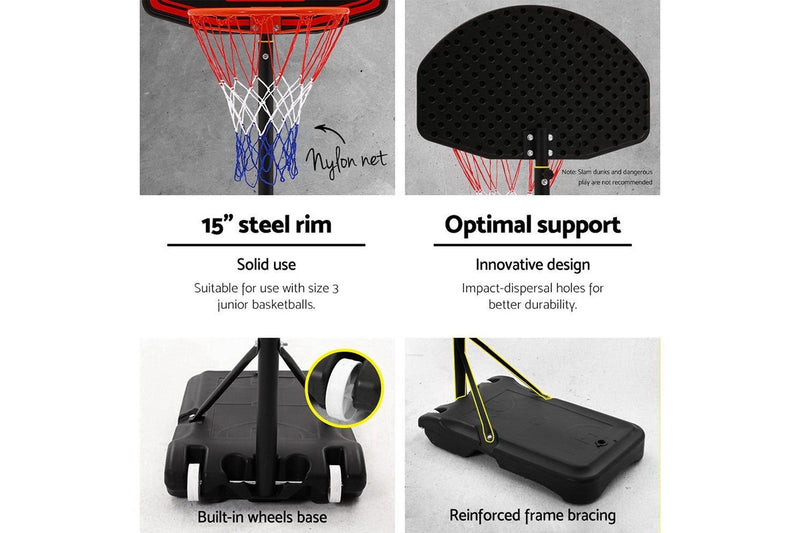 Everfit 2.1M Basketball Hoop Stand System Adjustable Portable Pro Kids Black